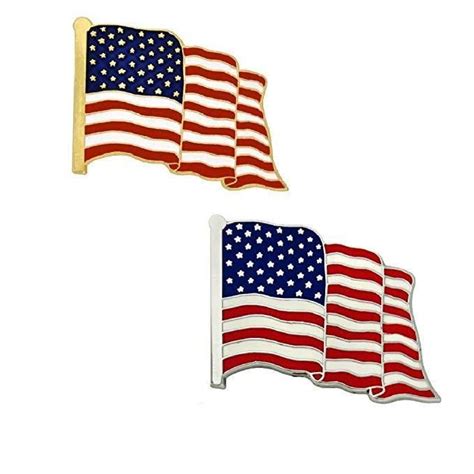 Waving American Flag Lapel Pin Silver Or Gold American Flag Lapel