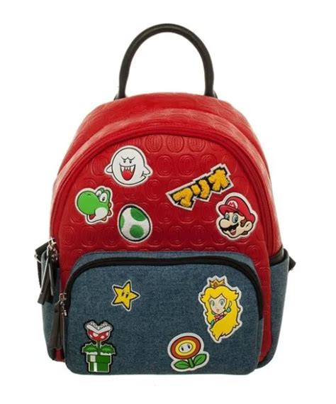 Bioworld Super Mario Mini Backpack Icon Patches Yoshi Princess Peach