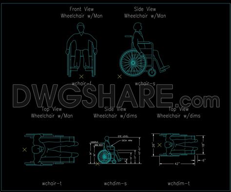 87autocad Drawings Of Wheelchair Top View For Download