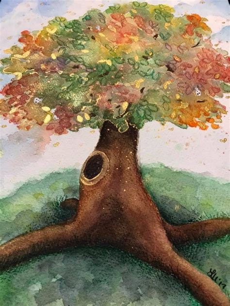Dreaming Tree Watercolor Original Painting Etsy Norway