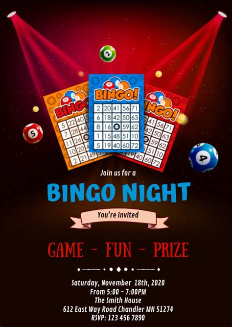 Sjabloon Bingo Night Party Uitnodiging Postermywall