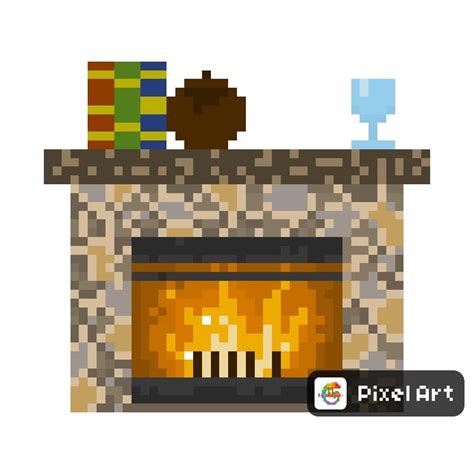 Fireplace Pixel Art Pattern Nativity Cross Stitch Fireplace Artwork