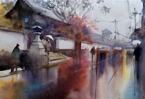 Photo Rainy Day Fushimi Kyoto Japan Watercolor By Keiko Tanabe