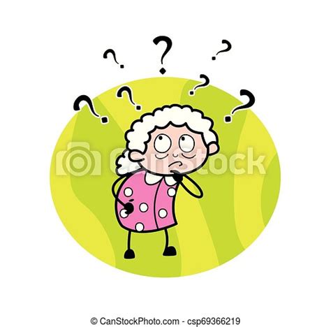 Confused Old Woman Cartoon Granny Vector Illustration