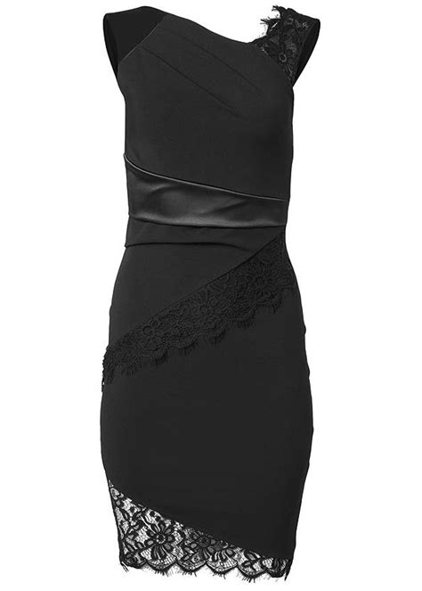 Lace Detail Party Dress In Black Venus