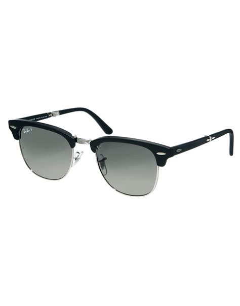 Ray Ban Polarized Clubmaster Sunglasses In Black For Men Lyst