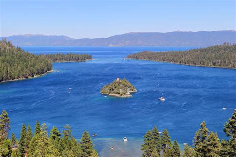 Emerald Bay At Lake Tahoe In The Middle Of The Bay Is Fannette Island