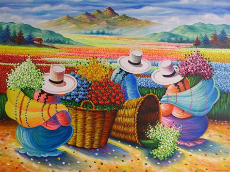 Flores Peruvian Art Art Painting Naive Art