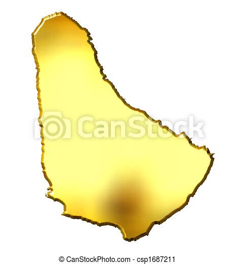 Barbados 3d Golden Map Barbados 3d Golden Map Isolated In White