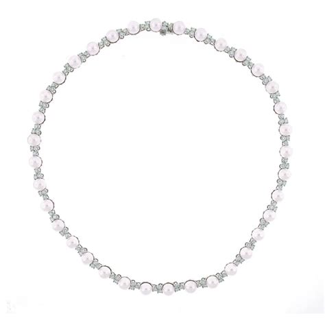 Tiffany And Co Aria Pearl Diamond Platinum Necklace For Sale At 1stdibs