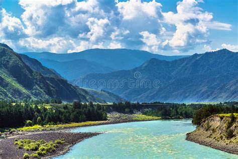 Summer Landscape With Katun River Chemal Gorny Altai Siberia Russia