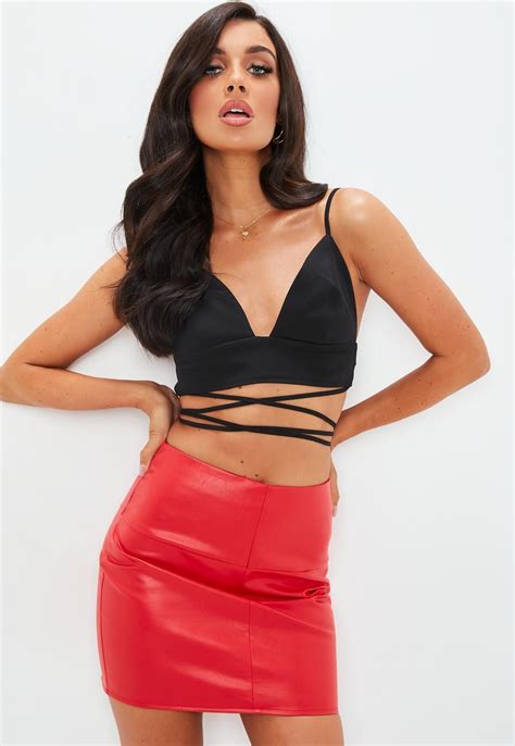 Red Faux Leather Mini Skirt Missguided Ireland Leather Look Skirts