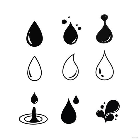 Black And White Water Drop Vector In Illustrator  Svg Eps Png