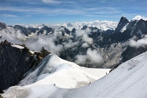 Climbers On The Mont Blanc Glacier Stock Photo Image Of Italy Cold