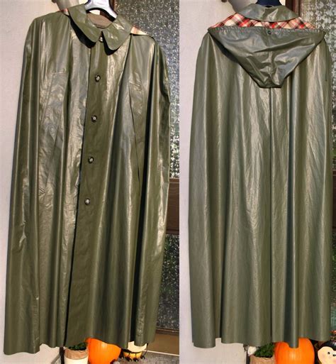 vintage klepper cape grÜn raincape kleppermantel raincoat gummimantel