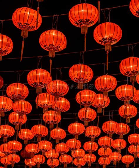 Chinese Red Lantern Illuminated At Night Stock Image Image Of Culture
