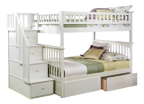 Atlantic Furniture Columbia Staircase Bunk Bed Full Over Full With Flat