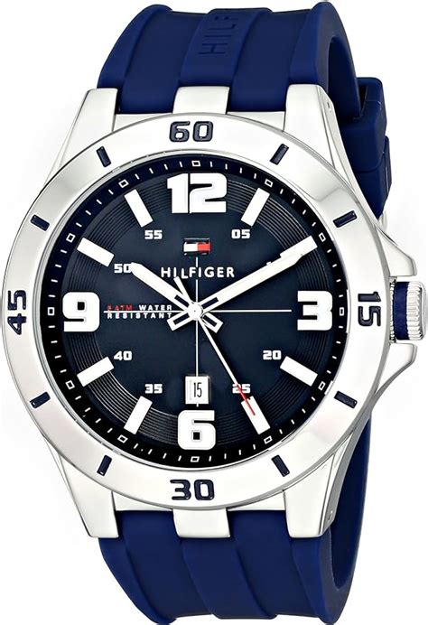 Tommy Hilfiger Mens 1791062 Stainless Steel Watch With Blue Silicone