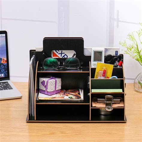 Buy Wooden Desktop Organizer Office Supplies Storage Rack Wooden Desk