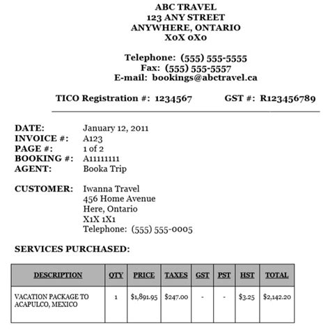 Travel Agency Invoice Template 5 Free Download Samples Excel Tmp
