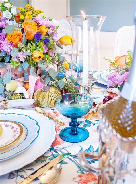 Teal Wafer Stem Goblet On Autumn Table Pender And Peony A Southern Blog