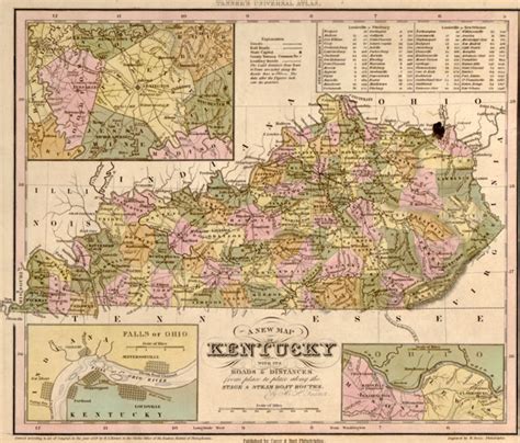 Kentucky State 1839 Historic Map By Tanner Reprint
