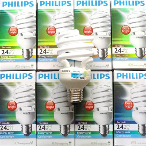 5 X Philips Energy Saving Tornado Bulb 24w White Cool Daylight