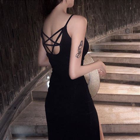 Hot And Sexy Gothic Pentagram Slitted Dress