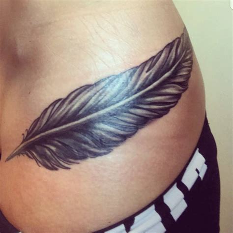 Feather Cover Up Hip Tattoo Blurmark