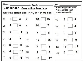 comparing numbers worksheets   grade common core aligned