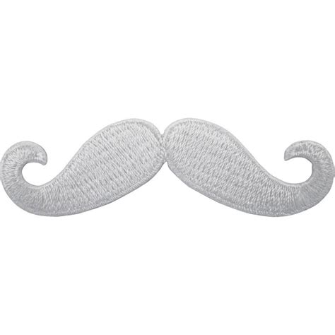 Moustache Iron On Patch Sew On Badge White Embroidered Monopoly