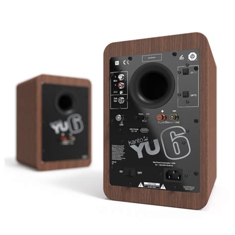 Kanto Yu6 Powered Bookshelf Speakers Walnut Gear4music