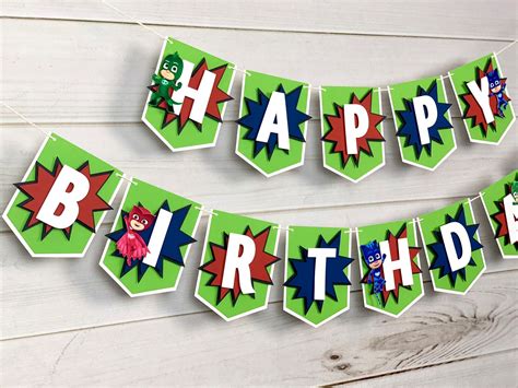 Pj Masks Banner Pj Masks Birthday Banner Pj Masks Party Etsy
