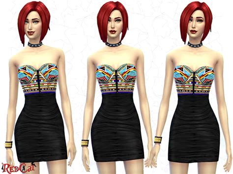 Beaded Strapless Dress By Redcat At The Sims Resource The Sims 4 Magazine