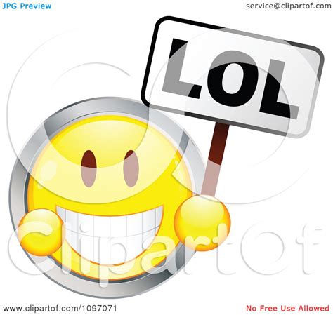 Clipart Yellow And Chrome Cartoon Smiley Emoticon Face Laughing And