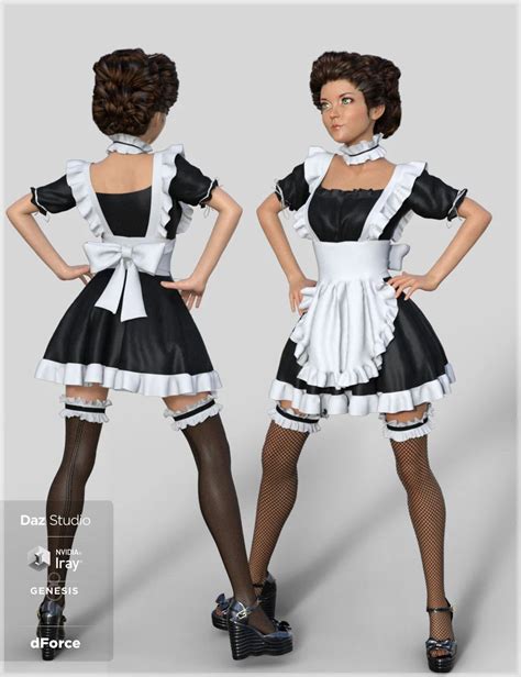 DForce French Maid Servant Outfit For Genesis 8 Female S Freebies Daz 3D