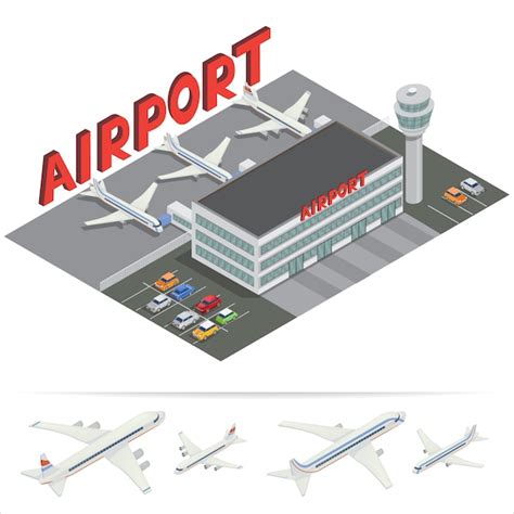 Premium Vector Isometric Airport Building Airport Terminal With