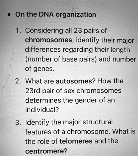 SOLVED On The DNA Organization 1 Considering All 23 Pairs Of