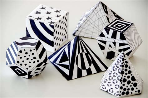 3 D Geometric Paper Shapes With Patterns