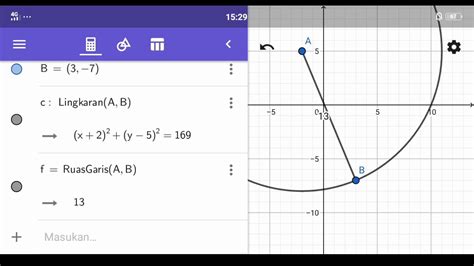 Persamaan Lingkaran Menggunakan Aplikasi Geogebra Youtube