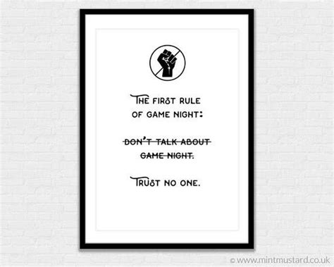 Instant Download Game Night Rules Print Trust No One Wall Art