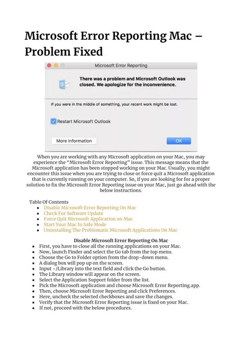 Ppt Microsoft Error Reporting Mac Powerpoint Presentation Free