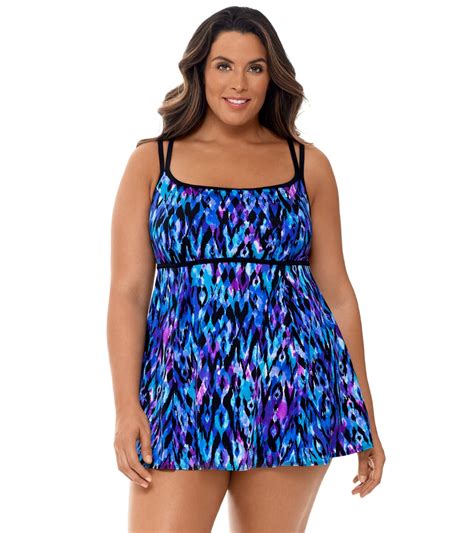 Longitude Plus Size Tulum Empire Princess Swim Dress At