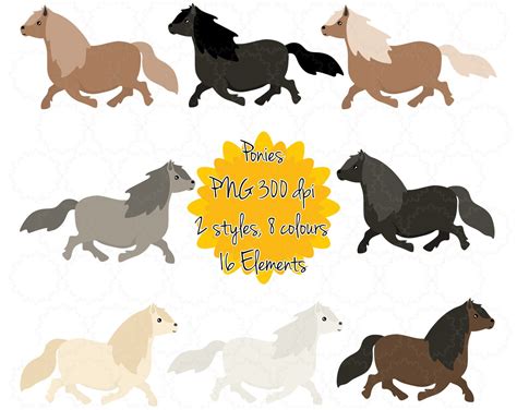 Trotting Ponies Clipart Pony Clipart Pony Graphics Pony Etsy