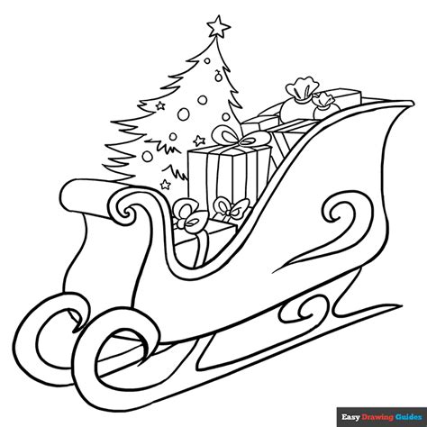 Santas Sleigh Coloring Page Easy Drawing Guides