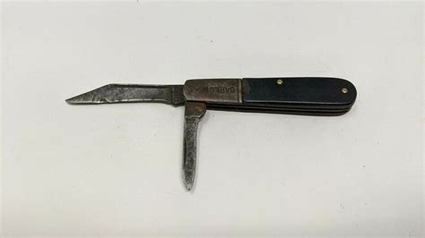 Vintage Camco Barlow 2 Blade Folding Pocket Knife Black 2 Pin Blades
