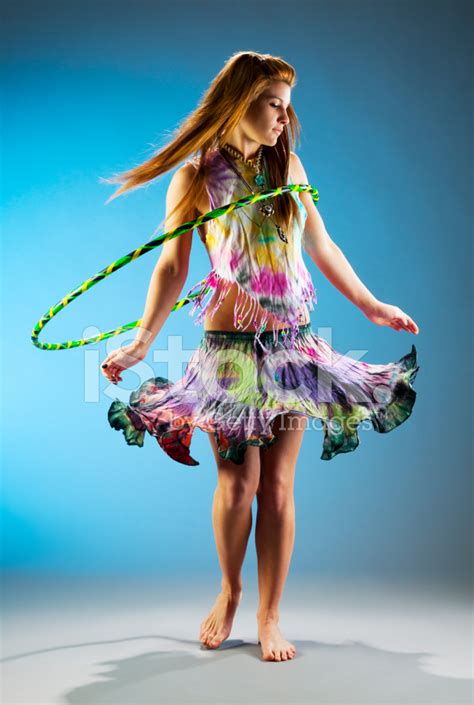 Colorful Graceful Hula Hoop Dancer Girl Stock Photo Royalty Free