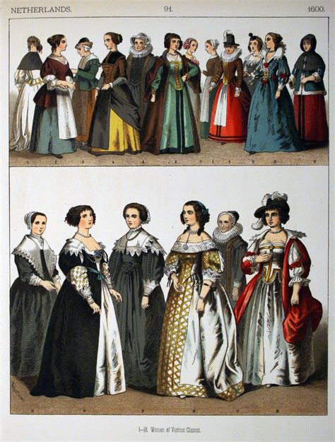 Plate 91 Baroque Era 1600 Netherlands Women Costumes Of All Nations 1882 By Albert