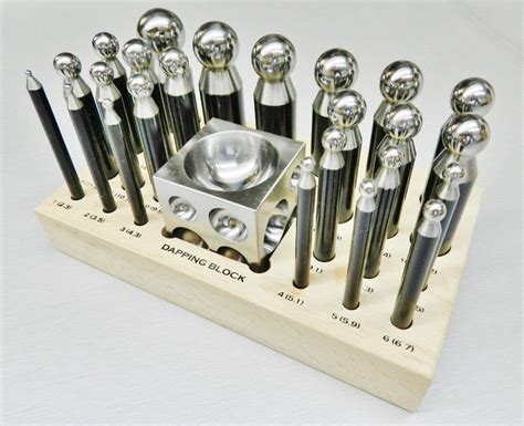 Dapping Set Punches And Block Steel Forming 24pc For Jewelry Repousse