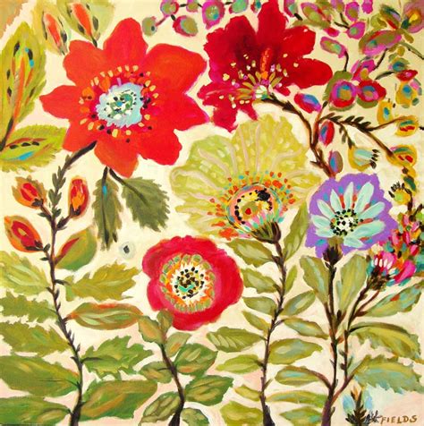 Original Abstract Art Bohemian Flowers 36 X 36
